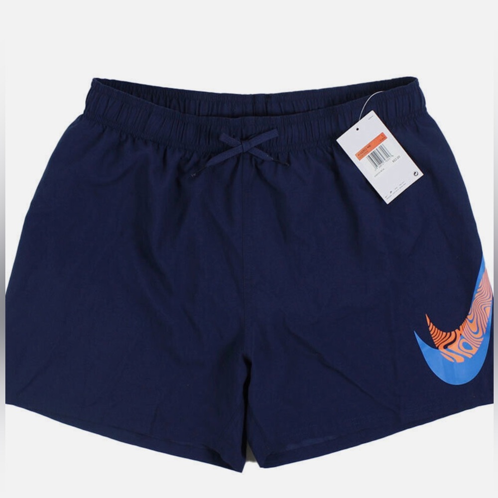 Nike Men’s 5”Volley Swim Trunks with Swoosh Design Navy NESSC611-440 Sz L